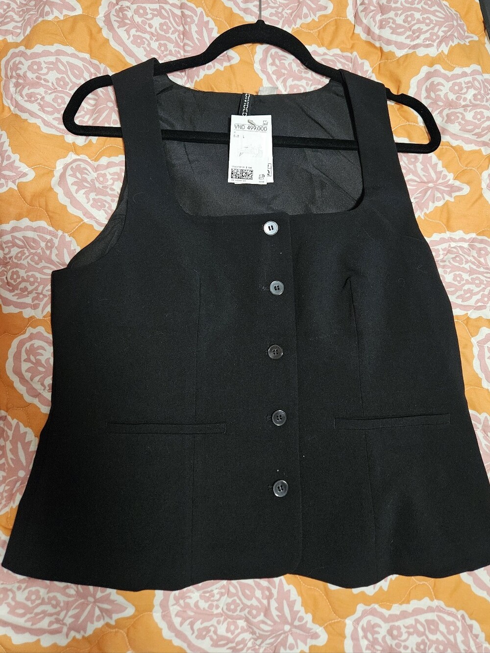 H&M Divided Black Button-Front Sleeveless Vest Dress